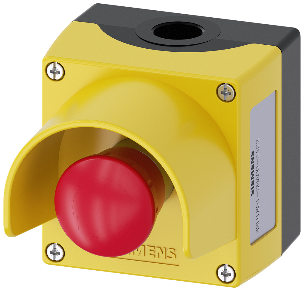 Siemens 3SU1851-0NA00-2AC2 Sirius ACT Kutulu Acil Durdurma Buton Setleri Çevir-Kur, metal gövde,1NC kontak, korumalı