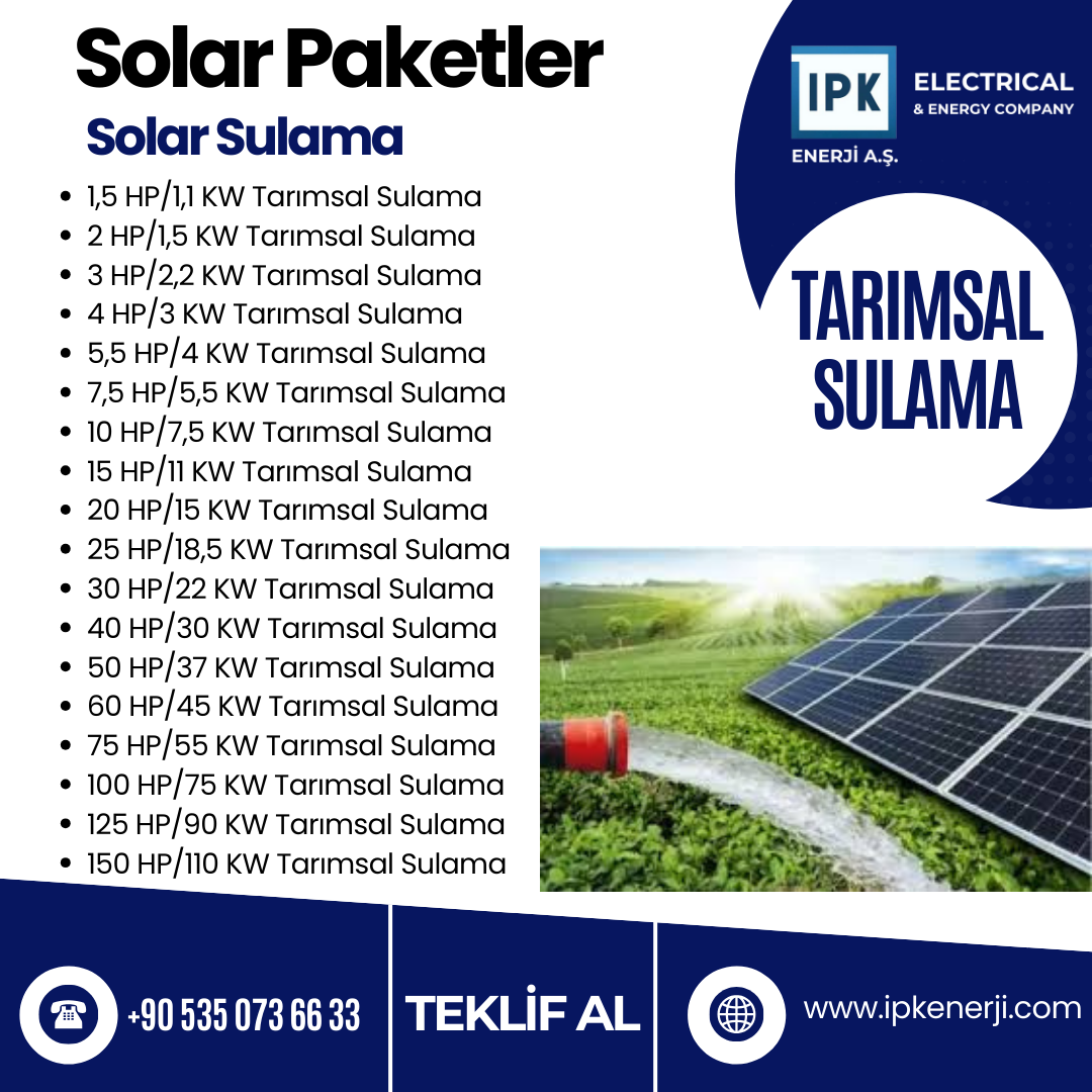 Tarımsal Sulama Hazır Solar Paketler