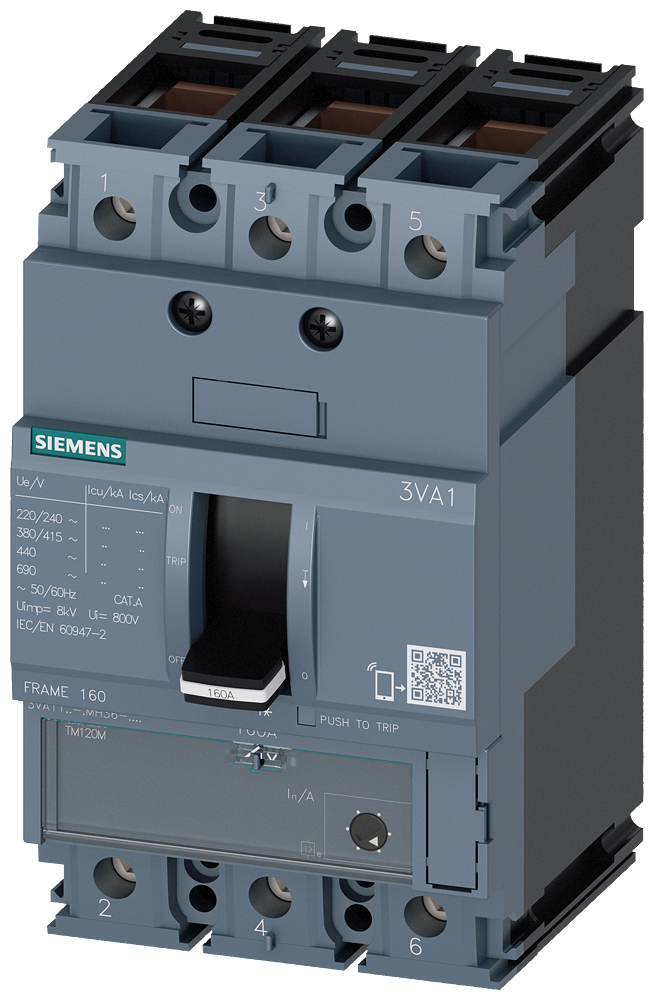 Siemens 3VA1140-5MH36-0AA0 SENTRON SERİSİ KOMPAKT TİP STARTER KORUMA GÜÇ ŞALTERİ;  3VA1; 40A; 55kA; MANYETİK KORUMA; 3 KUTUPLU