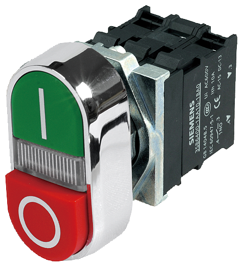 Siemens 3SB6165-0DB20-1CA0 Komple Işıklı Yay Dönüşlü LED’li Butonlar Metal Kırmızı 110 V AC/DC