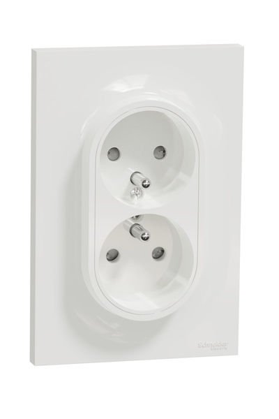Schneider (S521089) İkili UPS Priz (Styl çerçeveli) - Beyaz
