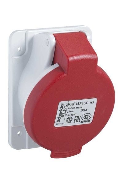 Schneider (PKF16F434) 4x16A, trifaze, 3P+T, IP44, VİDALI BAĞLANTI, Eğik Makine Prizi