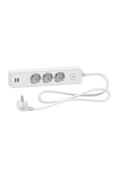 Schneider (ST943U1W) 3 Topraklı Prizli & 2 USB Prizli, 1,5mt, beyaz