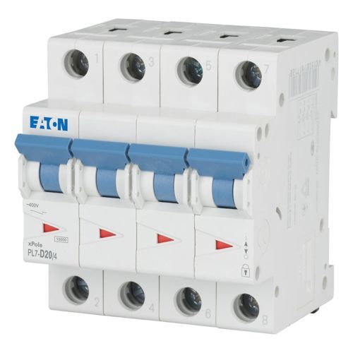 Eaton PL7-D20/4 Minyatür Devre Kesici - 10kA - D eğrisi - 4x20A (165202)