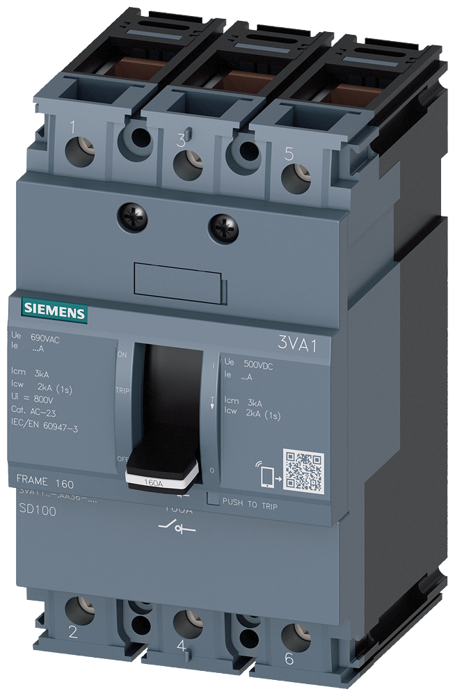 Siemens 3VA1112-1AA36-0AA0 SENTRON SERİSİ KOMPAKT TİP YÜK KESİCİ GÜÇ ŞALTERİ;  3VA11; 125A; KORUMASIZ; 3 KUTUPLU