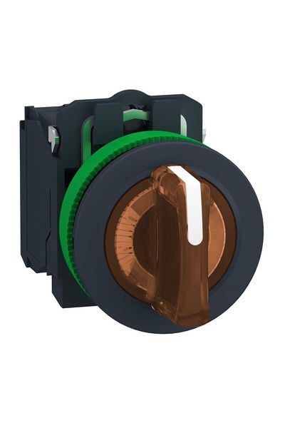 Schneider (XB5FK135M5) Işıklı, mandal buton LED 230 VAC  Yeşil 1NA+1NK