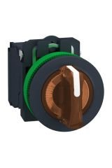 Schneider (XB5FK135B5) Işıklı, mandal buton LED 24 VAC /DC    Yeşil 1NA+1NK