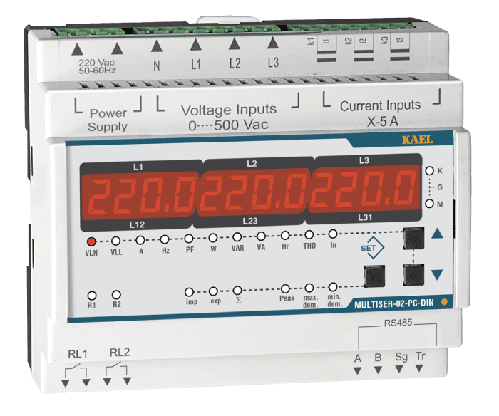 Kael  MULTISER-02-PC-DIN ŞEBEKE ANALİZÖRÜ TFT EKRAN
