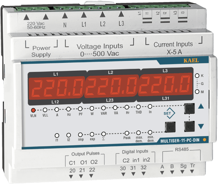 Kael  MULTISER-11-PC-DIN ŞEBEKE ANALİZÖRÜ TFT EKRAN