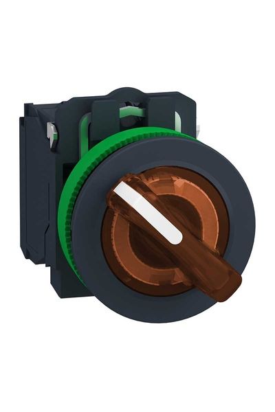 Schneider (XB5FK125B5) Işıklı, mandal buton LED 24 VAC /DC    Yeşil 1NA+1NK