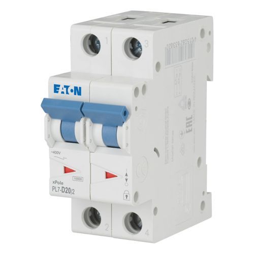 Eaton PL7-D20/2 Minyatür Devre Kesici - 10kA - D eğrisi - 2x20A (263382)