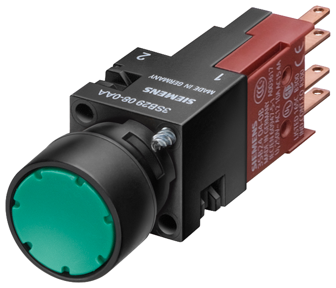 Siemens 3SB2203-0AB01 3SB2 PLASTİK SERİ 16mm, KOMPLE START-STOP BUTONU, SİYAH, 10A, 1NC