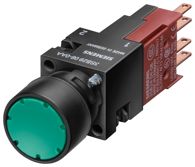 Siemens 3SB2202-0AB01 3SB2 PLASTİK SERİ 16mm, KOMPLE START-STOP BUTONU, SİYAH, 10A, 1N0