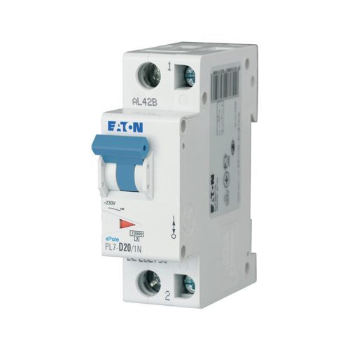Eaton PL7-D20/1N Minyatür Devre Kesici - 10kA - D eğrisi - 1x20A+N (262759)
