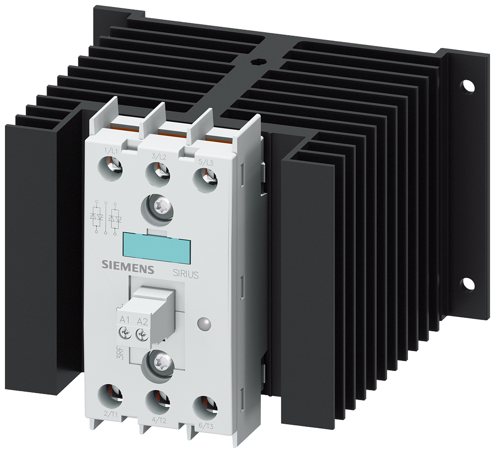 Siemens 3RF2450-1AB45 ÜÇ FAZLI YARI İLETKEN KONTAKTÖRLER SIRIUS SC; İKİ FAZDAN KONTROLLÜ TİPLER; İŞLETME GERİLİMİ 48-600V; KUMANDA GERİLİMİ 24V DC; 50A