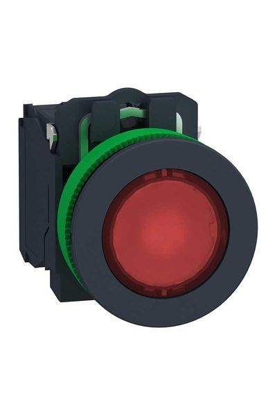 Schneider (XB5FW34B5) Işıklı, yaylı butonlar LED 24 VAC /DC Sarı 1 NA+1 NK