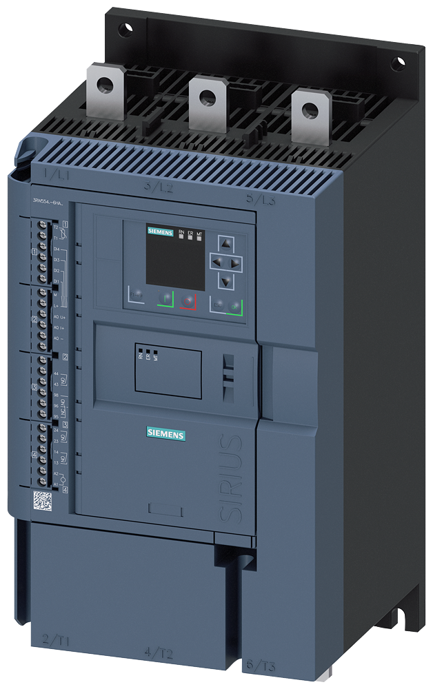 Siemens 3RW5548-6HA14 SIRIUS yumuşak yol verici 200-480 V 570 A,  315kW/400 V,  110-250 V AC vidalı bağlantı,  ağır şartlara uygun