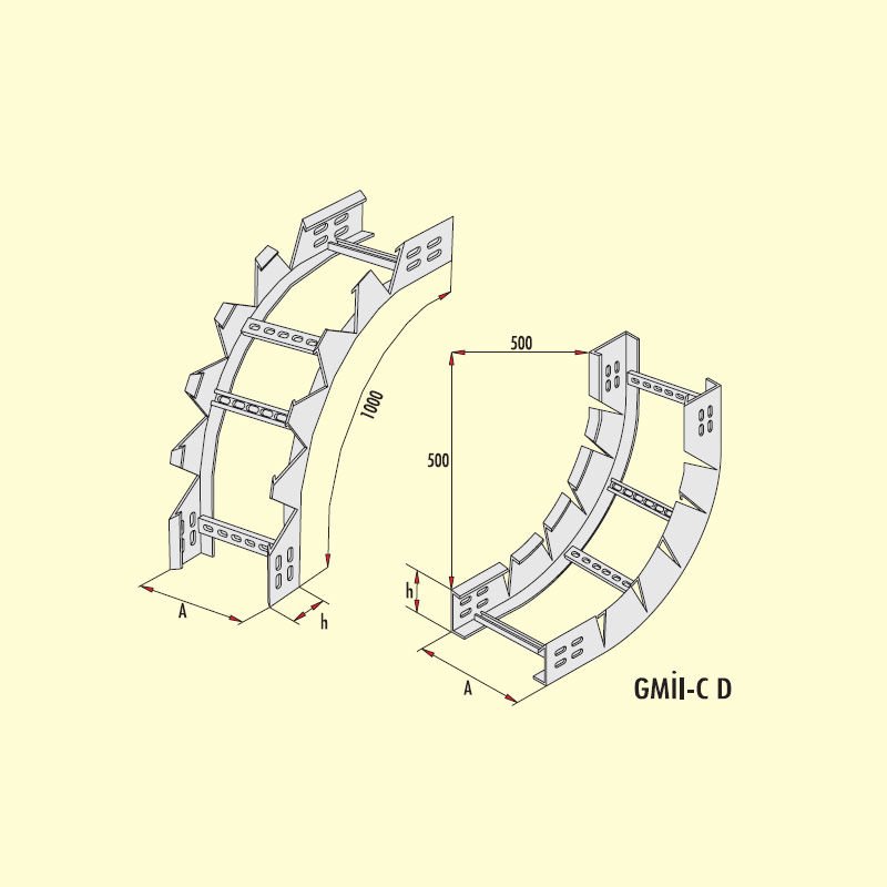 Gersan İç-Dış Bükey Bağlantı Elemanı (h=100mm)