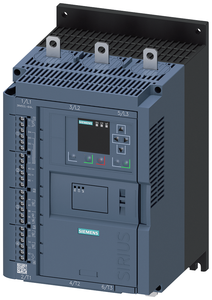 Siemens 3RW5535-6HA14 SIRIUS yumuşak yol verici 200-480 V 143 A, 75kW/400 V, 110-250 V AC vidalı bağlantı, ağır şartlara uygun