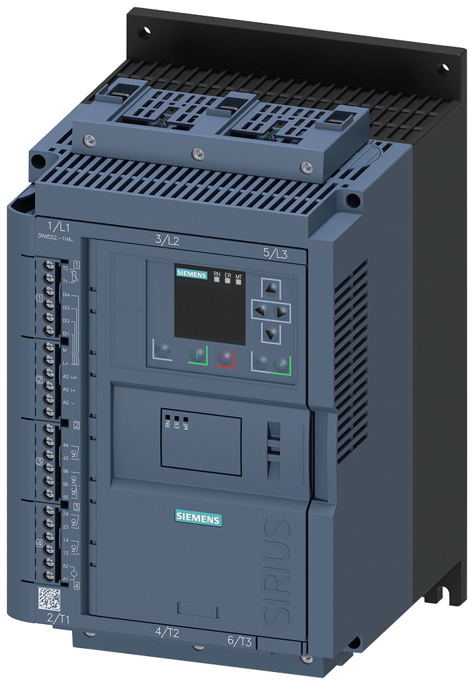 Siemens 3RW5527-1HA14 SIRIUS yumuşak yol verici 200-480 V 93 A, 45kW/400 V, 110-250 V AC vidalı bağlantı, ağır şartlara uygun