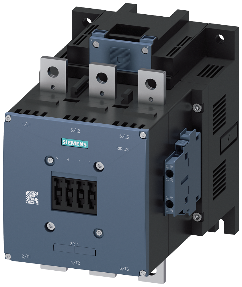Siemens 3RT1075-6AF36 Güç kontaktörü, AC-3e/AC-3 400 A, 200 kW / 400 V AC (50-60 Hz) / DC Uc: 110-127 V 3 kutuplu, yardımcı kontaklar 2 NO + 2 NC sürücü: konvansiyonel ana devre: bara kontrolü ve yardımcı devre: vidalı terminal