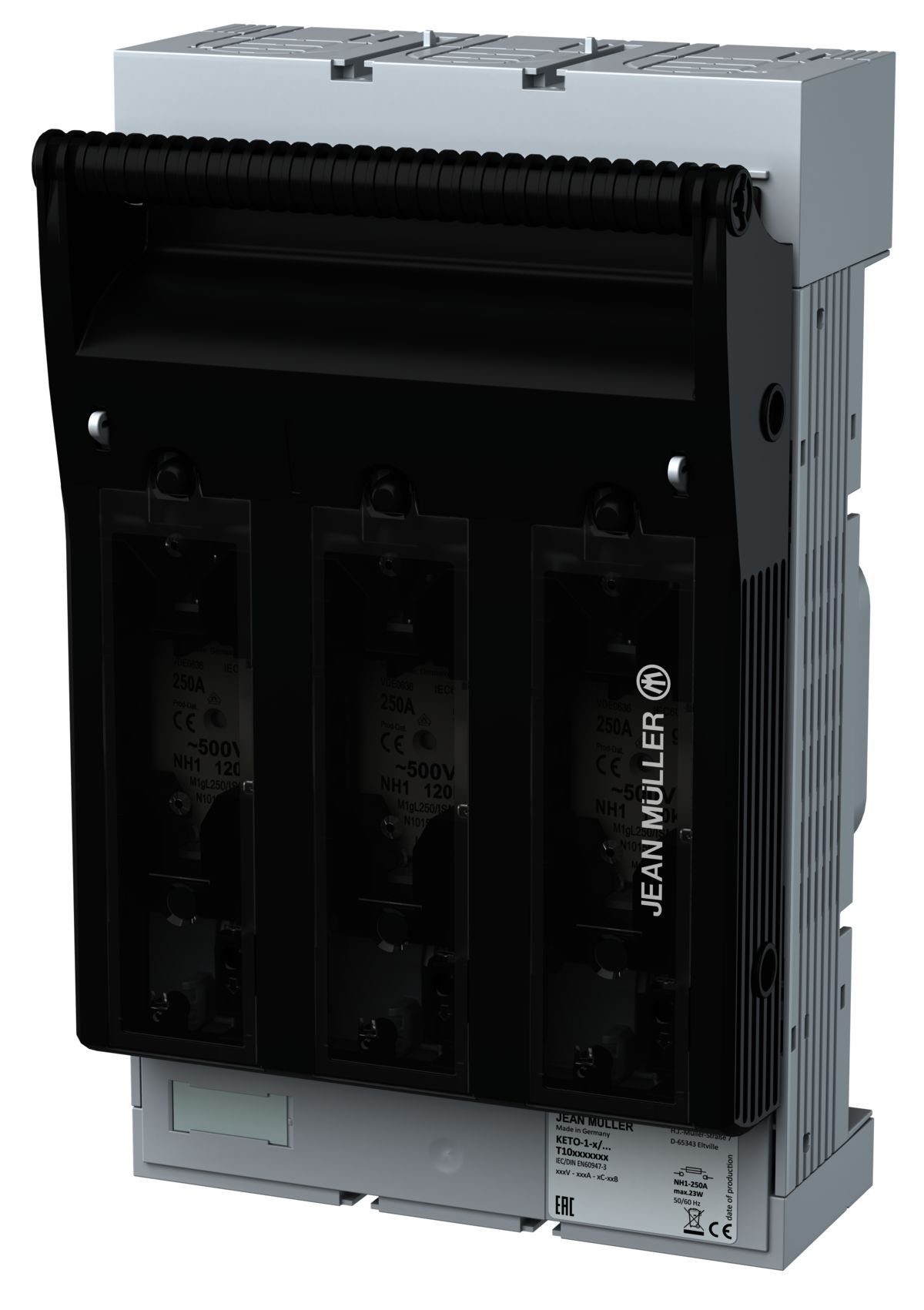 Jean Müller (T2611008) 2 Boy 400 A 1200 V AC / DC Yatay Tip Sigortalı Yük Ayırıcı- Kutuplu Taban Sacına Montaj (TL2AG 3/265/1200V)