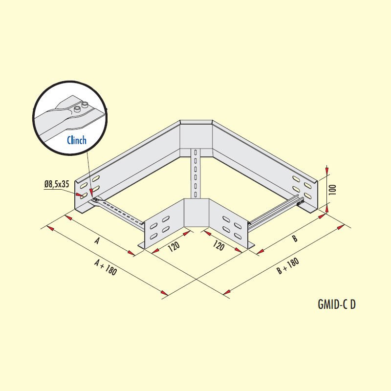 Gersan 90° Dönüş Elemanı (h=100 mm)