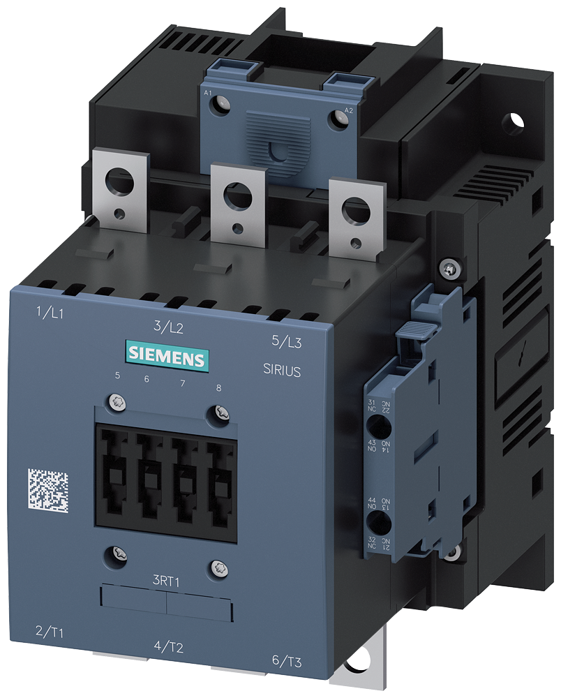 Siemens 3RT1055-6AF36 Güç kontaktörü, AC-3e/AC-3 150 A, 75 kW / 400 V AC (50-60 Hz) / DC Uc: 110-127 V 3 kutuplu, yardımcı kontaklar 2 NO + 2 NC sürücü: konvansiyonel ana devre: bara kontrolü ve yardımcı devre: vidalı terminal