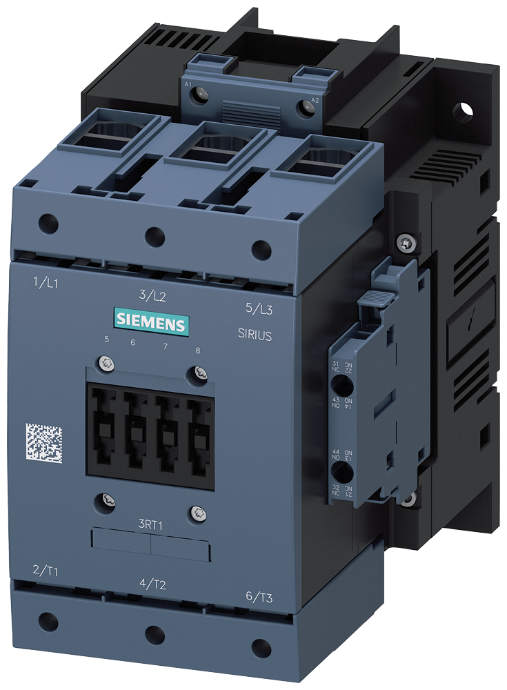 Siemens 3RT1054-1AB36 Güç kontaktörü, AC-3e/AC-3 115 A, 55 kW / 400 V, AC (50-60 Hz) / DC Uc: 23-26 V 3 kutuplu, yardımcı kontaklar 2 NO + 2 NC sürücü: konvansiyonel ana devre: kutu terminali kontrol ve yardımcı devre: vidalı terminal
