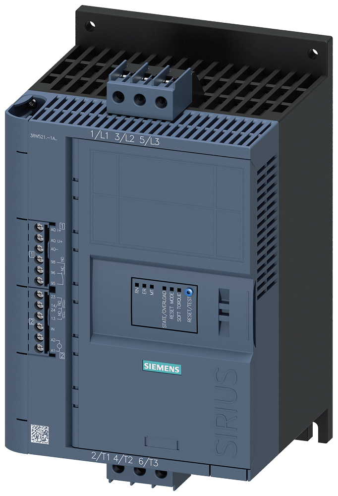 Siemens 3RW5214-1AC14 SIRIUS yumuşak yol verici 200-480 V 18 A, 7,5kW/400 V, 110-250 V AC vidalı bağlantı, analog çıkışlı