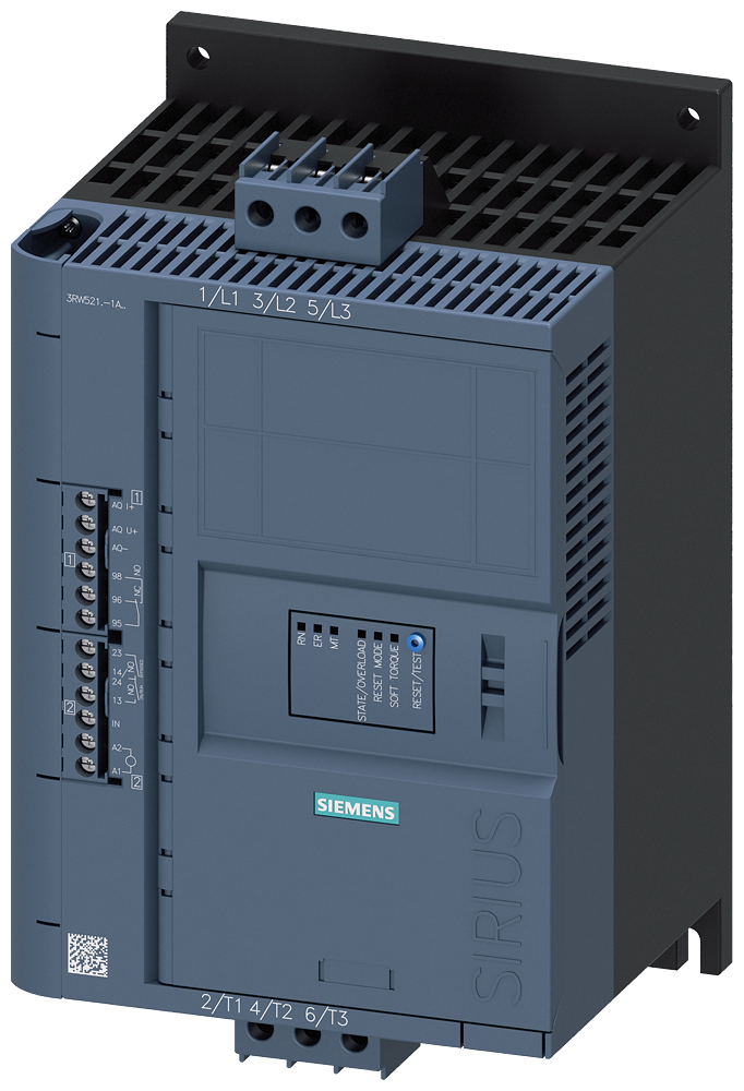 Siemens 3RW5213-1AC14 SIRIUS yumuşak yol verici 200-480 V 13 A, 5,5kW/400 V, 110-250 V AC vidalı bağlantı, analog çıkışlı