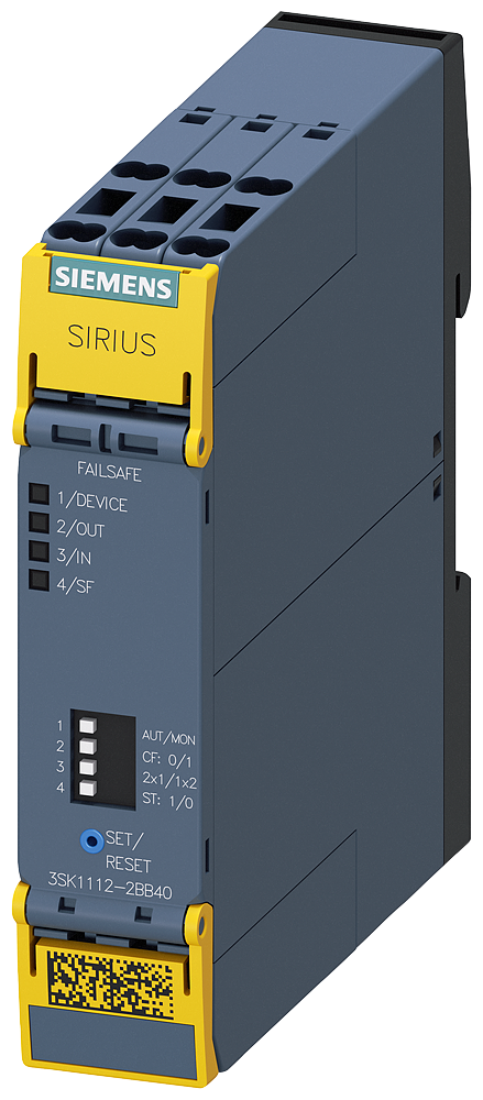 Siemens 3SK1112-2BB40 SIRIUS 3SK1 Standart Emniyet Rölesi, Acil Durdurma, Mekanik Emniyet Şalteri,  Manyetik Emniyet Şalteri, Alan Tarayıcı veya Işık Perdesi İzleme, 24VDC Besleme, 3TR /1TR Çıkış,  Cat 4 /Sil 3 / Pl e, Otomatik veya Denetlenen Reset