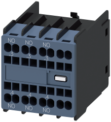 Siemens 3RH2911-2HA30 Yardımcı kontak bloğu, önde, 3 NO, .3/.4, .3/.4, .3/.4, --/--, akım yolu: 1 NO, 1 NO, 1 NO, --, yaylı terminal, 3RT2 kontaktörleri ve 3RH2 kontaktör röleleri için