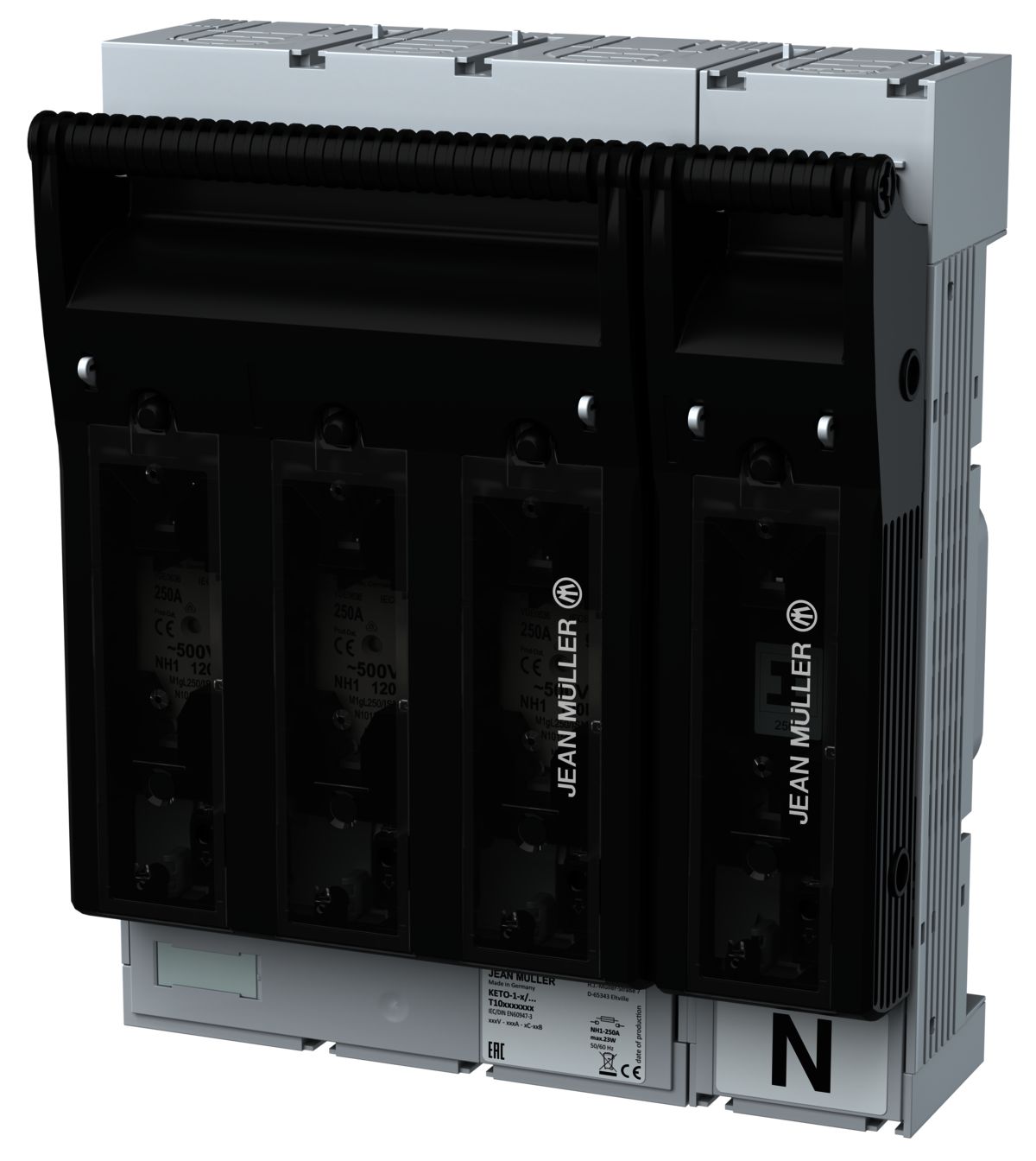 Jean Müller (T300114002) 3 Boy 630 A 690 V AC Yatay Tip Sigortalı Yük Ayırıcı-4 Kutuplu Taban Sacına Montaj (KETO-3-4/F)