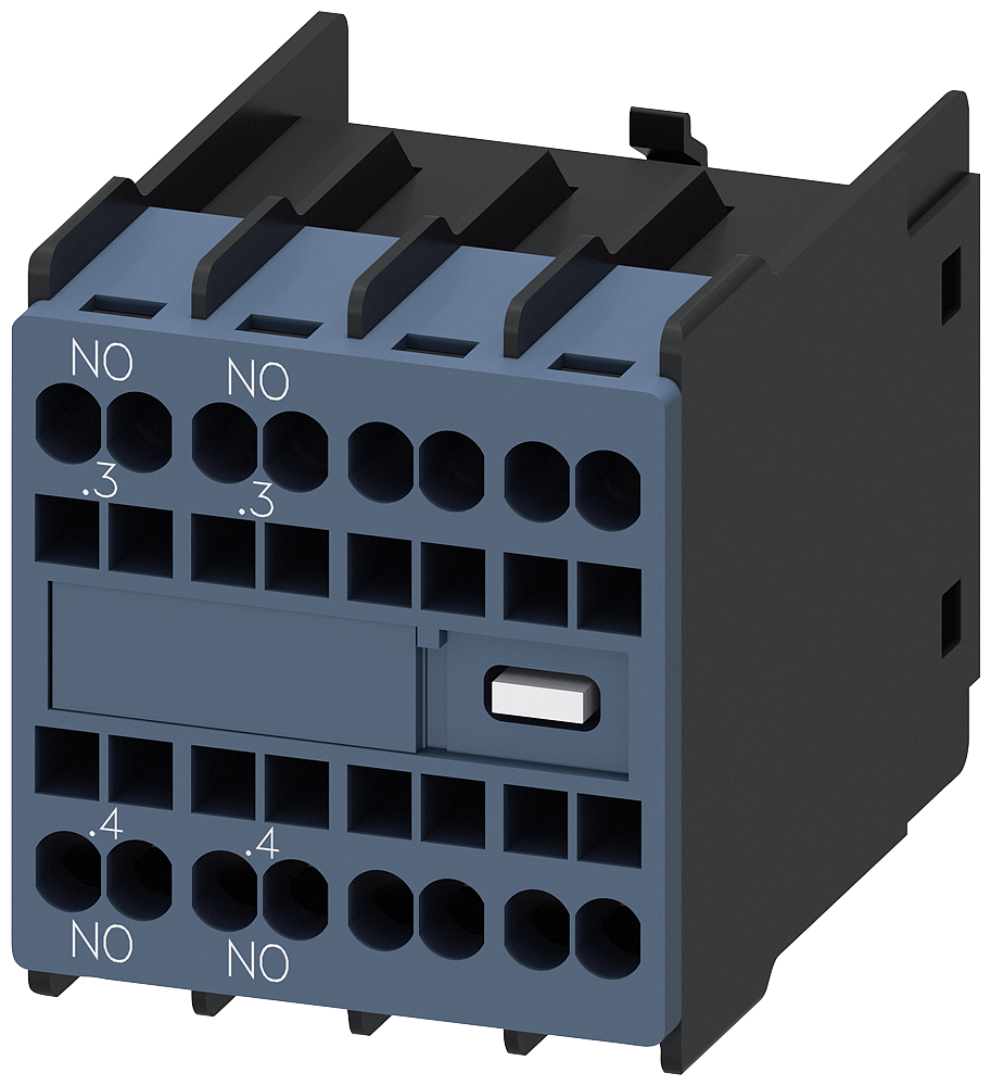Siemens 3RH2911-2HA20 Yardımcı kontak bloğu, önde, 2 NO, .3/.4, .3/.4, --/--, --/--, akım yolu: 1 NO, 1 NO, --, --, yaylı terminal, 3RT2 kontaktörleri ve 3RH2 kontaktör röleleri için
