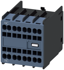 Siemens 3RH2911-2HA01 Yardımcı kontak bloğu, önde, 1 NC, .1/.2, --/--, --/--, --/--, akım yolu: 1 NC, --, --, --, yaylı terminal, 3RT2 kontaktörleri ve 3RH2 kontaktör röleleri için