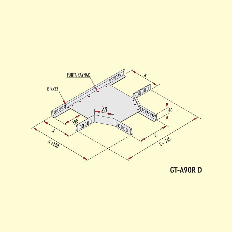 Gersan Ağır Hizmet T Bağlantı Elemanı (h=40mm)