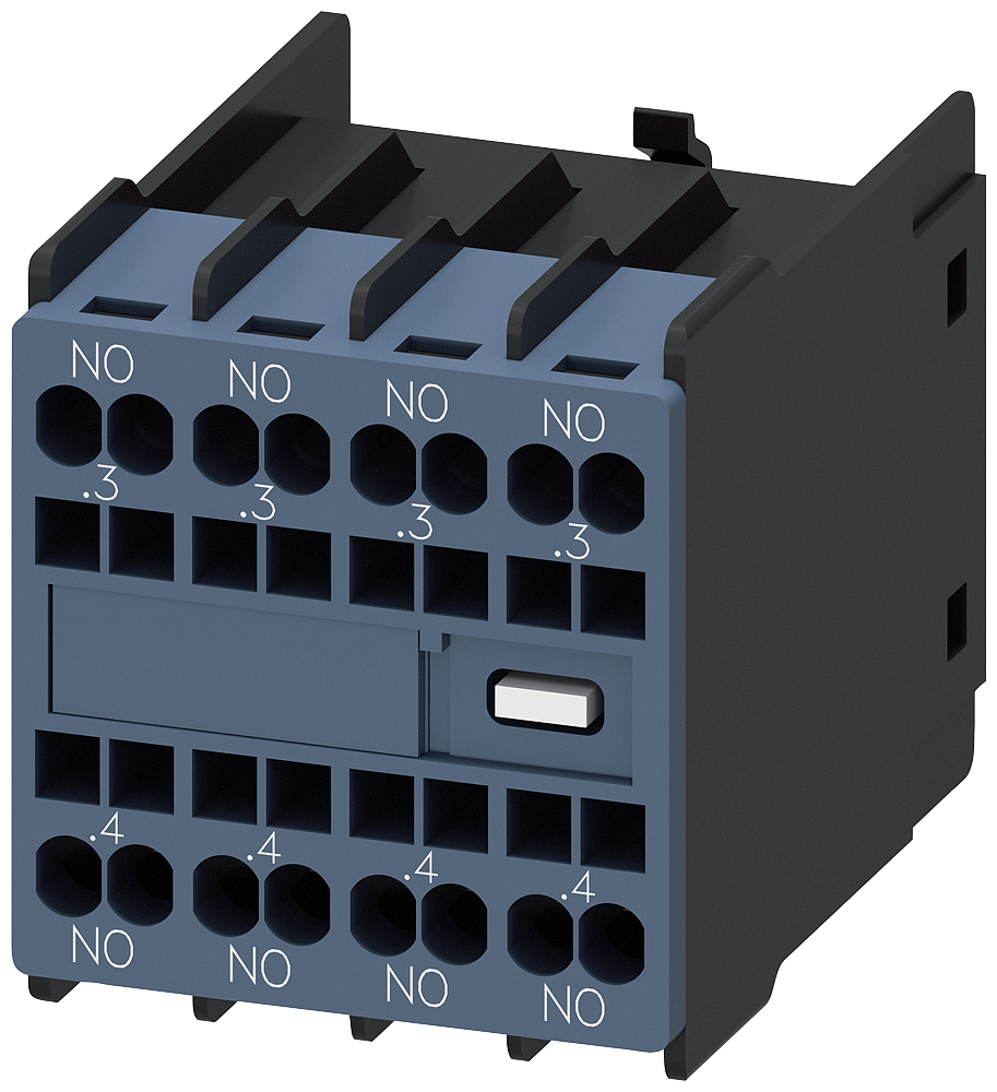 Siemens 3RH2911-2FA40 Yardımcı kontak bloğu, önde, 4 NO, .3/.4, .3/.4, .3/.4, .3/.4, akım yolu: 1 NO, 1 NO, 1 NO, 1 NO, yaylı terminal, 3RT2 kontaktörleri ve 3RH2 kontaktör röleleri için