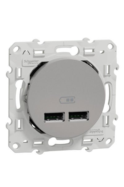 Schneider (S530407) Odace İkili USB Priz 2,1A Alüminyum