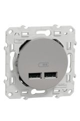 Schneider (S530407) Odace İkili USB Priz 2,1A Alüminyum