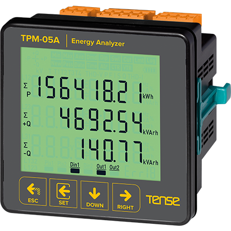 Tense (TPM-05A) Şebeke Analizörleri (Gerçek Nötr Ölçümü, 2-55.Harmonik Ölç,RS-485 Hab,2 Röle çıkış,1 Dij. İnput,Custom LCD)