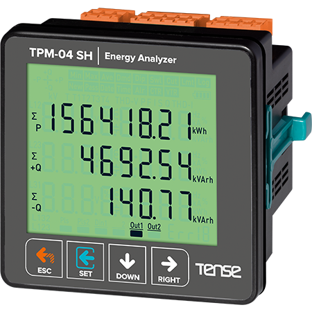Tense (TPM-04SHD) Şebeke Analizörleri (2-31.Harmonik Ölç,RS-485 Hab,2 Röle çıkış,1 Dij. İnput,Custom LCD)