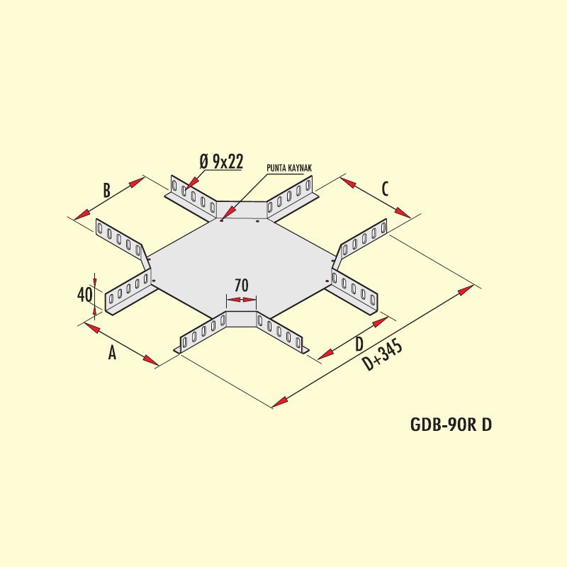 Gersan Dörtlü Bağlantı Elemanı (h=40mm)
