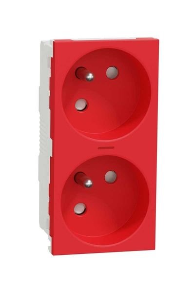 Schneider (NU306903S) Yeni Unica, 2xUPS Priz Işıklı 45º Hızlı Bağlantı, Kırmızı