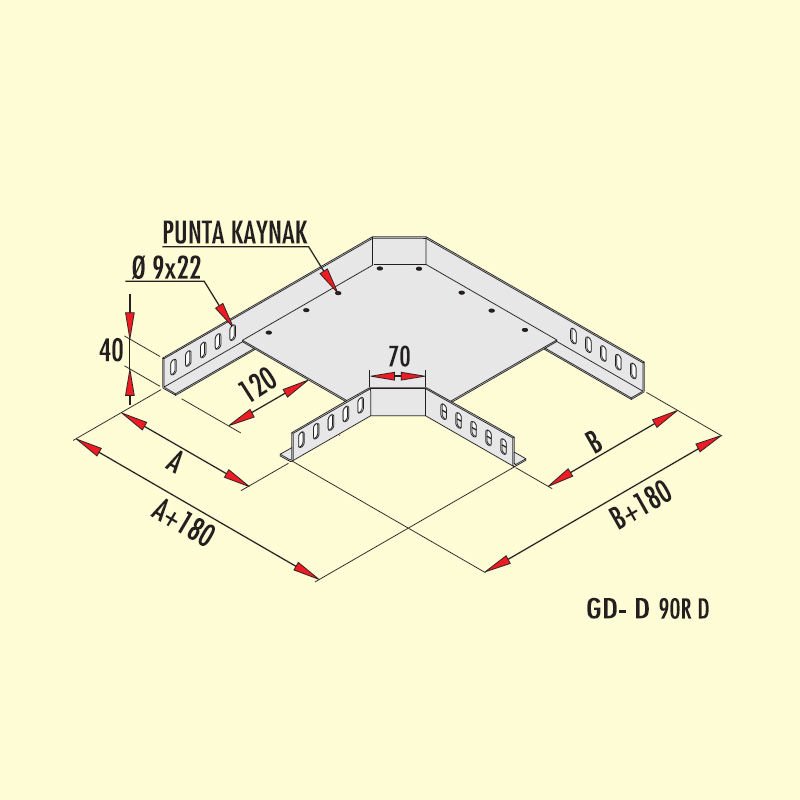 Gersan 90° Dönüş Elemanı (h=40mm)
