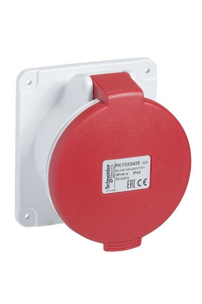 Schneider (PKY32G435) 5x32A, trifaze, 3P+N+T, IP44, HIZLI, Düz Makine Prizi