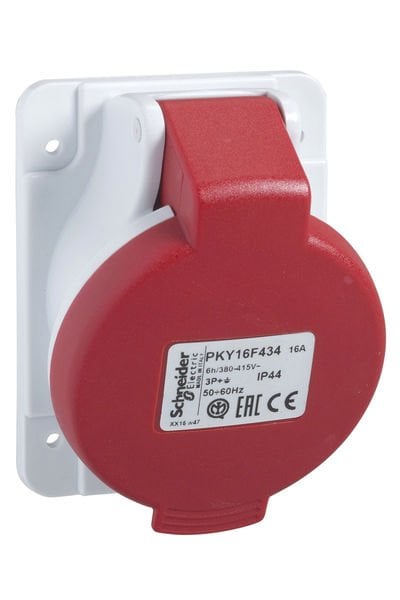 Schneider (PKY32F435) 5x32A, trifaze, 3P+N+T, IP44, HIZLI, Eğik Makine Prizi