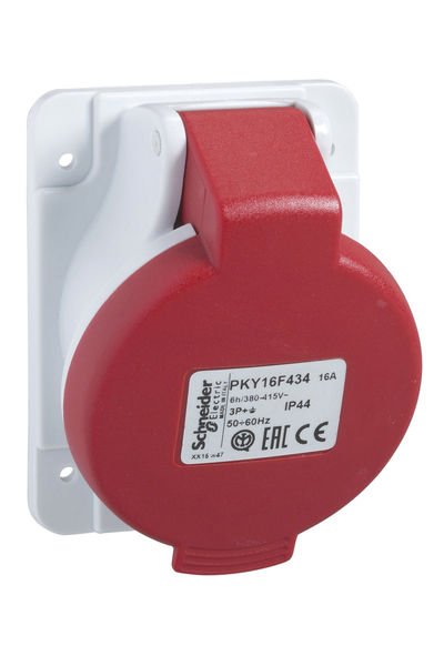 Schneider (PKY32F434) 4x32A, trifaze, 3P+T, IP44, HIZLI, Eğik Makine Prizi