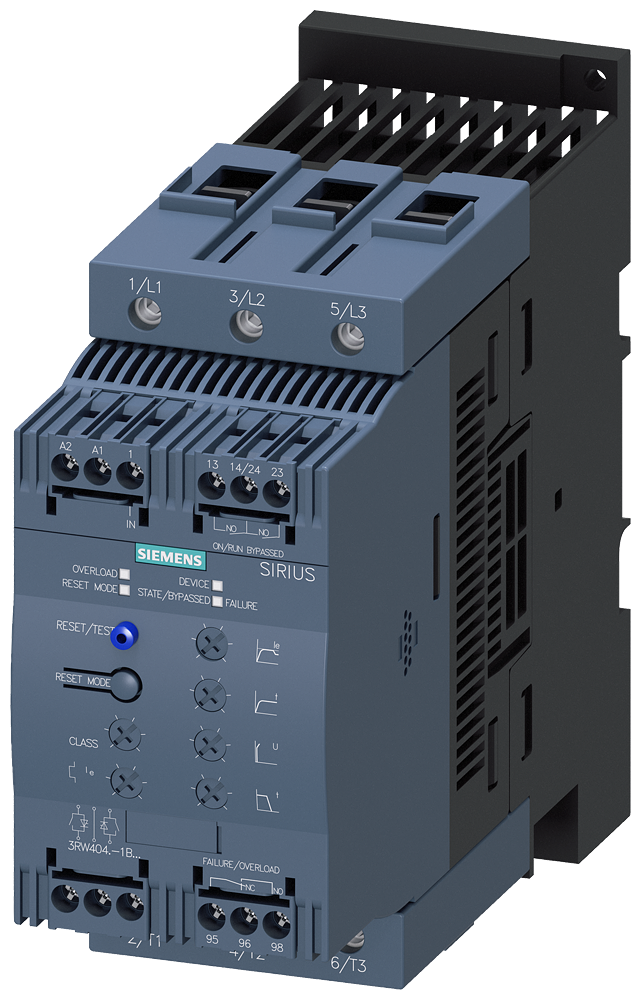 Siemens 3RW4047-1BB14 SIRIUS yumuşak yol verici S3 106 A, 55 kW/400 V,  200-480 V AC, 110-230 V AC/DC Vidalı bağlantı