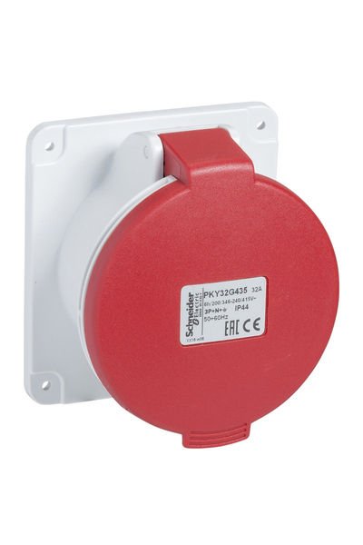 Schneider (PKY16G435) 5x16A, trifaze, 3P+N+T, IP44, HIZLI, Düz Makine Prizi